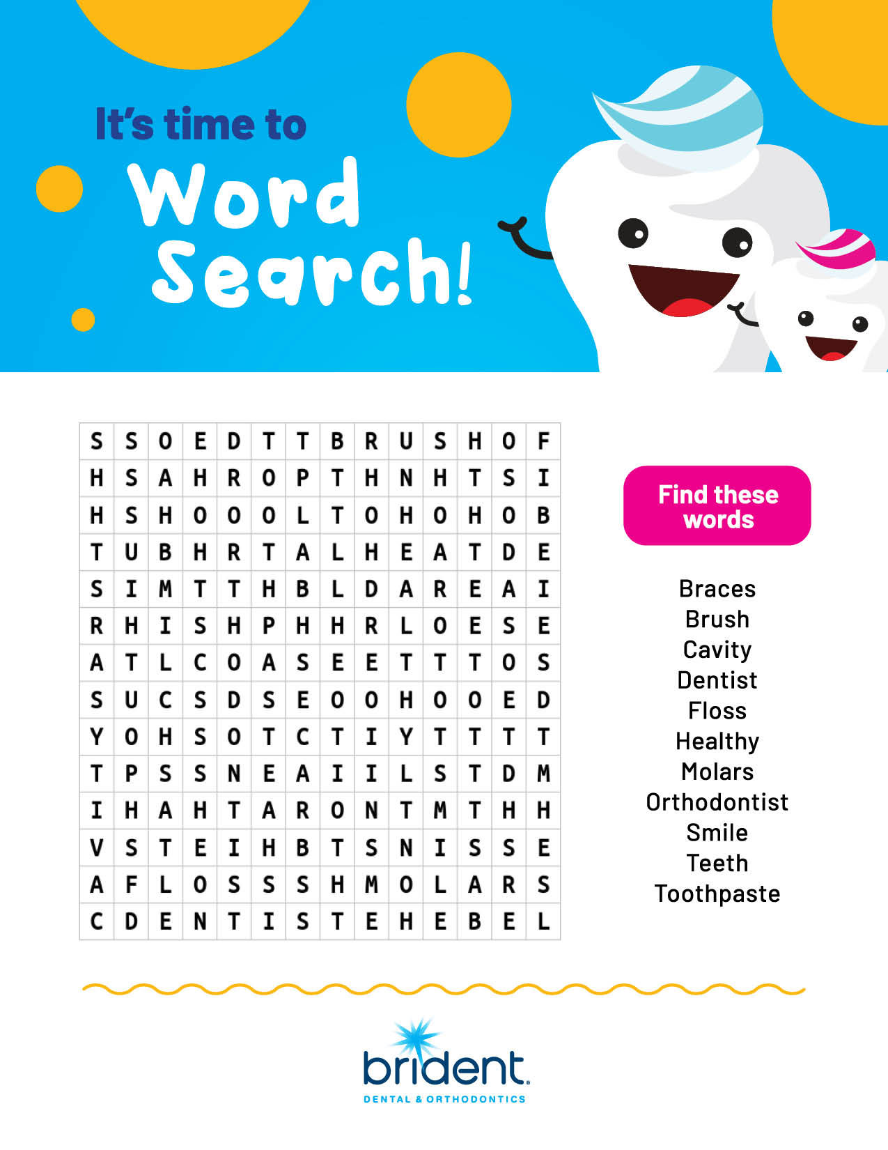 Brident Dental Kid's - Word Search